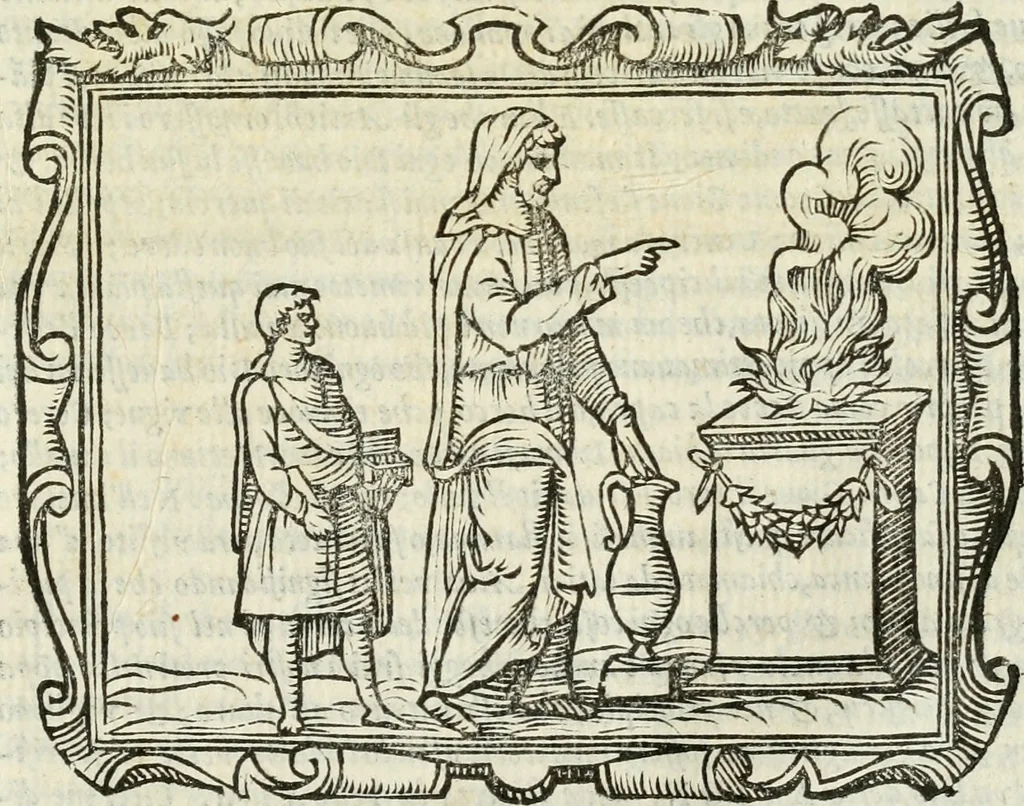 An illustration from Libro di Marco Avrelio con l'horologio de principi. Destinto in IIII volvmi .., 1584, leaf 756