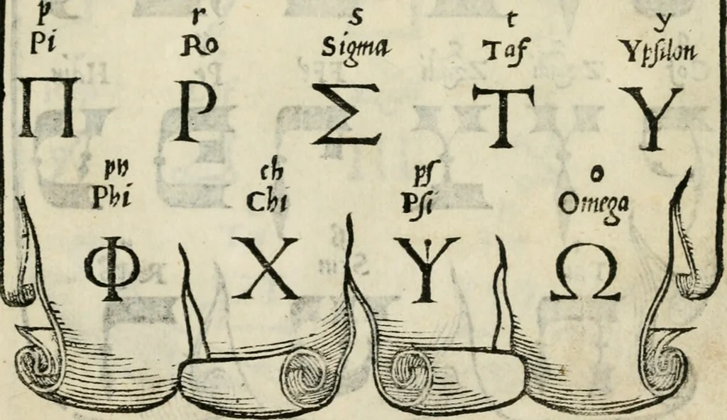 An illustration from Libro di M. Giovambattista Palatino cittadino romano : nelqual s'insegna à scriuer ogni sorte lettera, antica & moderna, di qualun que natione, con le sue regole, & misure, & essempi : et con vn breve et vtil discorso de le cifre, 1550, leaf 100