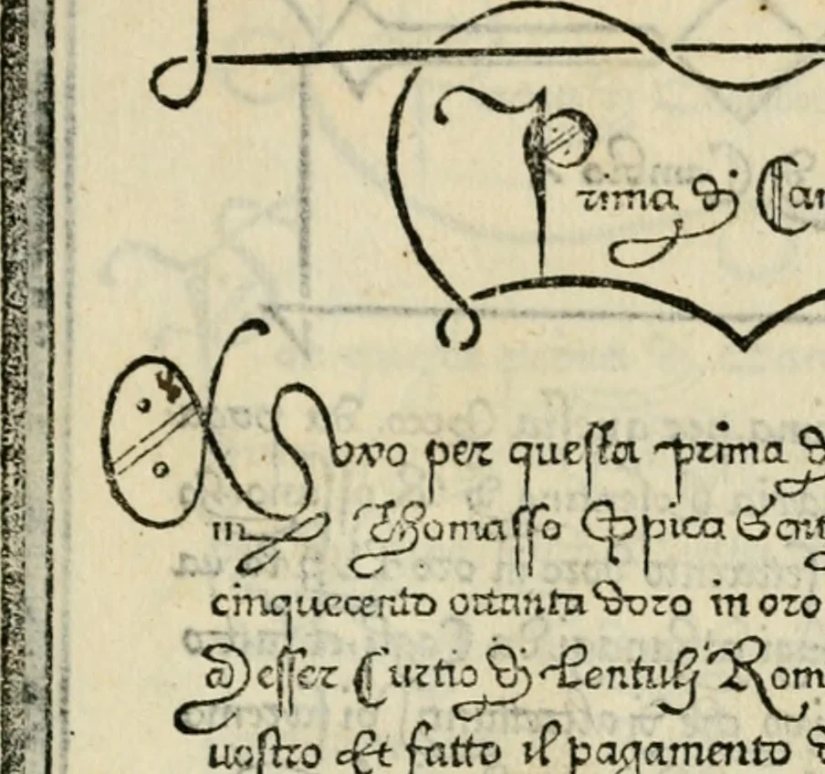 An illustration from Libro di M. Giovambattista Palatino cittadino romano : nelqual s'insegna à scriuer ogni sorte lettera, antica & moderna, di qualun que natione, con le sue regole, & misure, & essempi : et con vn breve et vtil discorso de le cifre, 1550, leaf 40