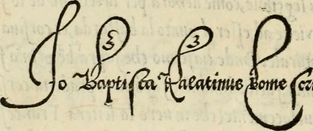 An illustration from Libro di M. Giovambattista Palatino cittadino romano : nelqual s'insegna à scriuer ogni sorte lettera, antica & moderna, di qualun que natione, con le sue regole, & misure, & essempi : et con vn breve et vtil discorso de le cifre, 1550, leaf 59