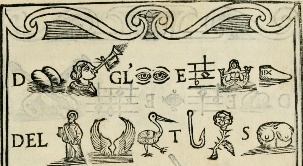 An illustration from Libro di M. Giovambattista Palatino cittadino romano : nelqual s'insegna à scriuer ogni sorte lettera, antica & moderna, di qualun que natione, con le sue regole, & misure, & essempi : et con vn breve et vtil discorso de le cifre, 1550, leaf 96