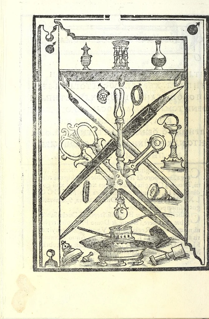 An illustration from Libro di M. Giovam Battista Palatino, cittadino romano, nelqual s'insegna à scriuer ogni sorte lettera, antica & moderna, di qualunque natione, con le sue regole & misure, & essempi : et con vn breve et vtil discorso de le cifre : riueduto nuouamente & corretto dal proprio autore, con la givnta di qvindici tavole bellissime, 1561, leaf 116