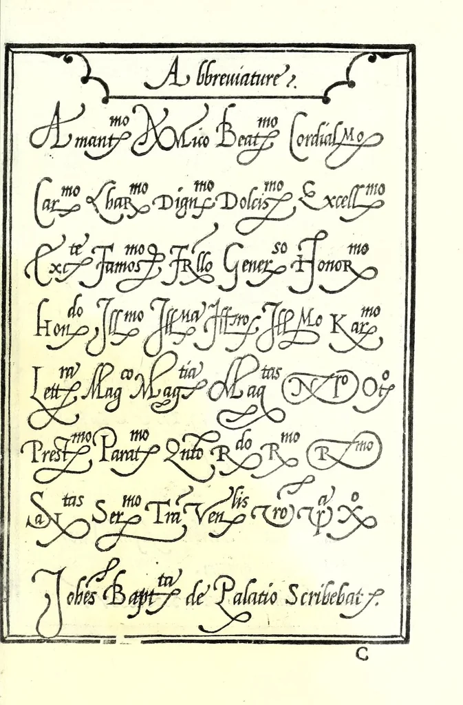 An illustration from Libro di M. Giovam Battista Palatino, cittadino romano, nelqual s'insegna à scriuer ogni sorte lettera, antica & moderna, di qualunque natione, con le sue regole & misure, & essempi : et con vn breve et vtil discorso de le cifre : riueduto nuouamente & corretto dal proprio autore, con la givnta di qvindici tavole bellissime, 1561, leaf 37
