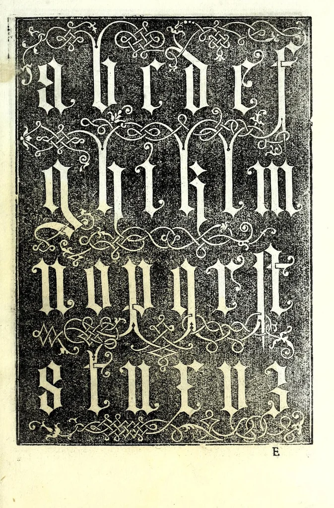 An illustration from Libro di M. Giovam Battista Palatino, cittadino romano, nelqual s'insegna à scriuer ogni sorte lettera, antica & moderna, di qualunque natione, con le sue regole & misure, & essempi : et con vn breve et vtil discorso de le cifre : riueduto nuouamente & corretto dal proprio autore, con la givnta di qvindici tavole bellissime, 1561, leaf 69