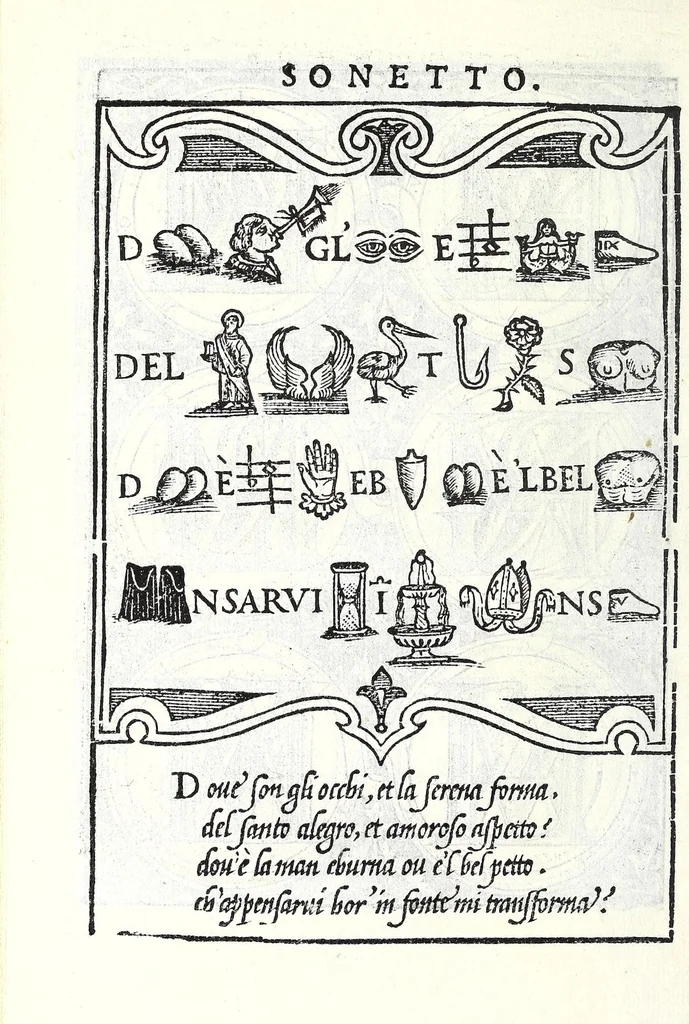 An illustration from Libro di M. Giovam Battista Palatino, cittadino romano, nelqual s'insegna à scriuer ogni sorte lettera, antica & moderna, di qualunque natione, con le sue regole & misure, & essempi : et con vn breve et vtil discorso de le cifre : riueduto nuouamente & corretto dal proprio autore, con la givnta di qvindici tavole bellissime, 1561, leaf 96