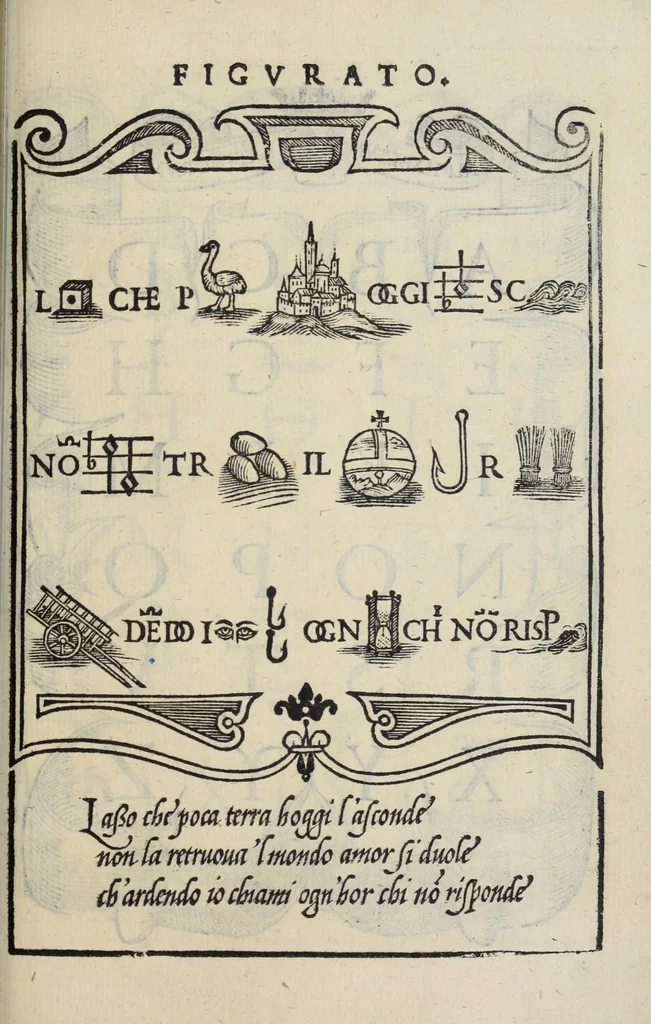 An illustration from Libro di M. Giovanbattista Palatino cittadino romano : nel qual s'insegna à scriuere ogni sorte lettera, antica, et moderna, di qualunque natione, con le sue regole, et misure, et essempi : et con vn breve, et vtil discorso de le cifre, 1548, leaf 105
