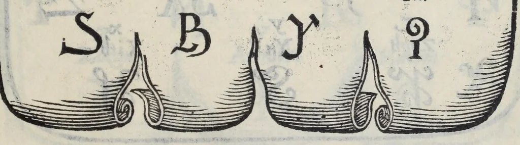 An illustration from Libro di M. Giovanbattista Palatino cittadino romano : nel qual s'insegna à scriuere ogni sorte lettera, antica, et moderna, di qualunque natione, con le sue regole, et misure, et essempi : et con vn breve, et vtil discorso de le cifre, 1548, leaf 115