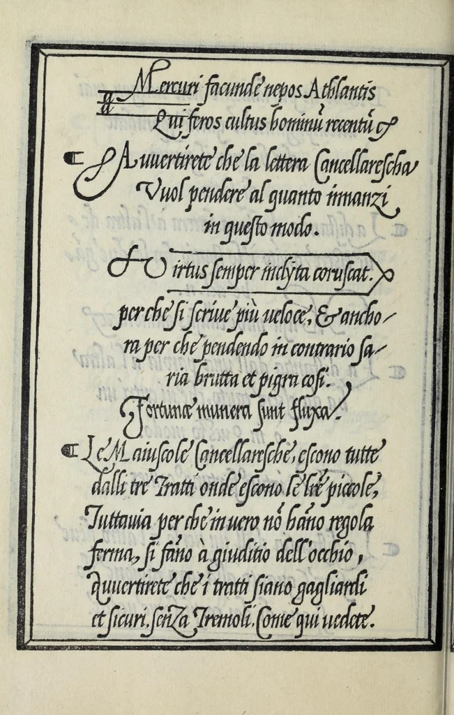 An illustration from Libro di M. Giovanbattista Palatino cittadino romano : nel qual s'insegna à scriuere ogni sorte lettera, antica, et moderna, di qualunque natione, con le sue regole, et misure, et essempi : et con vn breve, et vtil discorso de le cifre, 1548, leaf 40