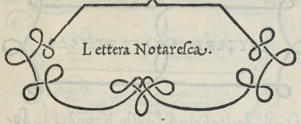 An illustration from Libro di M. Giovanbattista Palatino cittadino romano : nel qual s'insegna à scriuere ogni sorte lettera, antica, et moderna, di qualunque natione, con le sue regole, et misure, et essempi : et con vn breve, et vtil discorso de le cifre, 1548, leaf 47
