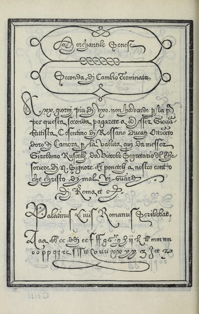An illustration from Libro di M. Giovanbattista Palatino cittadino romano : nel qual s'insegna à scriuere ogni sorte lettera, antica, et moderna, di qualunque natione, con le sue regole, et misure, et essempi : et con vn breve, et vtil discorso de le cifre, 1548, leaf 50