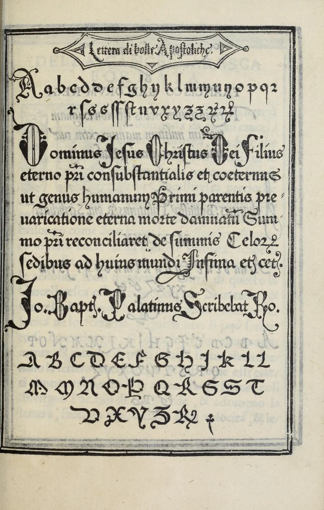 An illustration from Libro di M. Giovanbattista Palatino cittadino romano : nel qual s'insegna à scriuere ogni sorte lettera, antica, et moderna, di qualunque natione, con le sue regole, et misure, et essempi : et con vn breve, et vtil discorso de le cifre, 1548, leaf 55