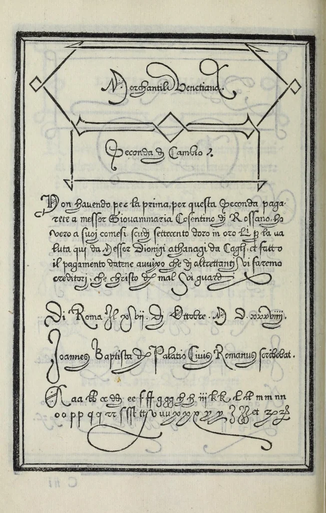 An illustration from Libro di M. Giovanbattista Palatino cittadino romano : nel qual s'insegna à scriuere ogni sorte lettera, antica, et moderna, di qualunque natione, con le sue regole, et misure, et essempi : et con vn breve, et vtil discorso de le cifre, 1548, leaf 64