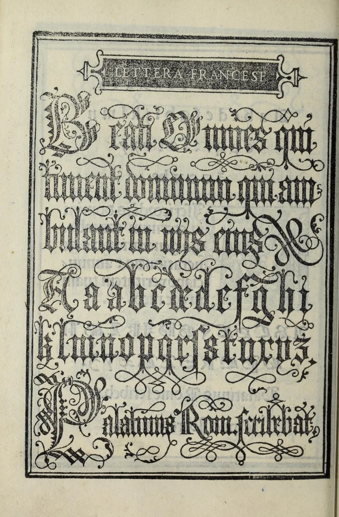 An illustration from Libro di M. Giovanbattista Palatino cittadino romano : nel qual s'insegna à scriuere ogni sorte lettera, antica, et moderna, di qualunque natione, con le sue regole, et misure, et essempi : et con vn breve, et vtil discorso de le cifre, 1548, leaf 74