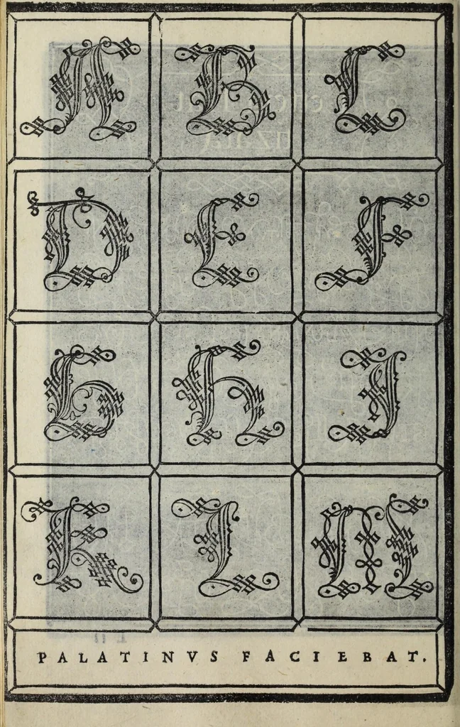 An illustration from Libro di M. Giovanbattista Palatino cittadino romano : nel qual s'insegna à scriuere ogni sorte lettera, antica, et moderna, di qualunque natione, con le sue regole, et misure, et essempi : et con vn breve, et vtil discorso de le cifre, 1548, leaf 78