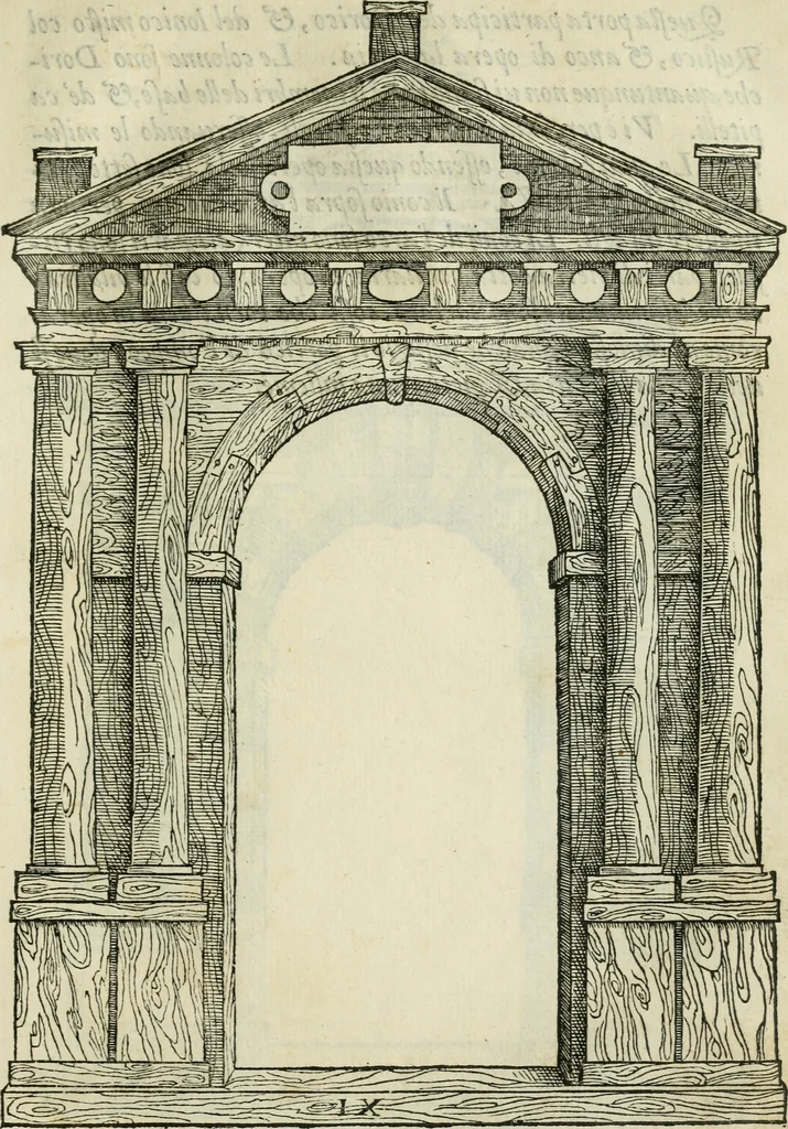 An illustration from Libro estraordinario di Sebastiano Serlio bolognese : nel quale si dimostrano trenta porte di opera rustica, mista con diuersi ordini, & uenti di opera dilicata di diuerse specie : con la scrittura dauanti, che narra il tutto, 1566, leaf 22