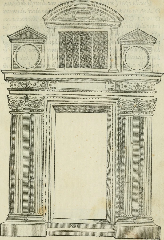 An illustration from Libro estraordinario di Sebastiano Serlio bolognese : nel quale si dimostrano trenta porte di opera rustica, mista con diuersi ordini, & uenti di opera dilicata di diuerse specie : con la scrittura dauanti, che narra il tutto, 1566, leaf 88