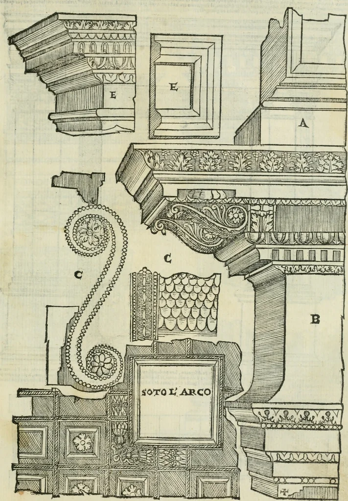 An illustration from Libro primo [-quinto] d'architettvra ..., 1566, leaf 202