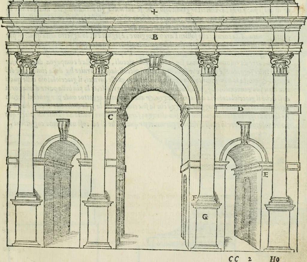 An illustration from Libro primo [-quinto] d'architettvra ..., 1566, leaf 206