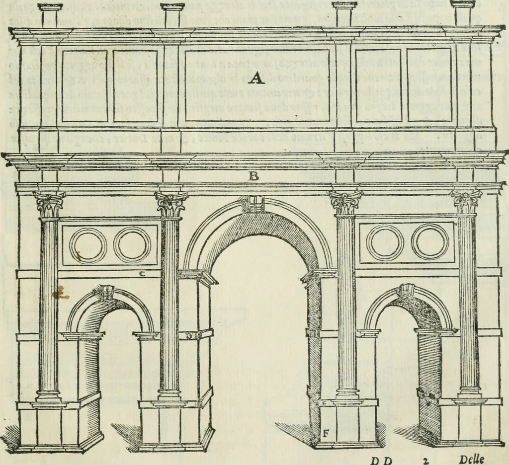 An illustration from Libro primo [-quinto] d'architettvra ..., 1566, leaf 214