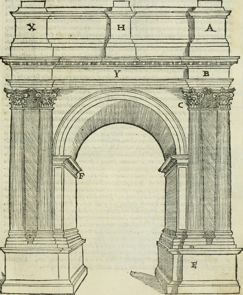An illustration from Libro primo [-quinto] d'architettvra ..., 1566, leaf 222