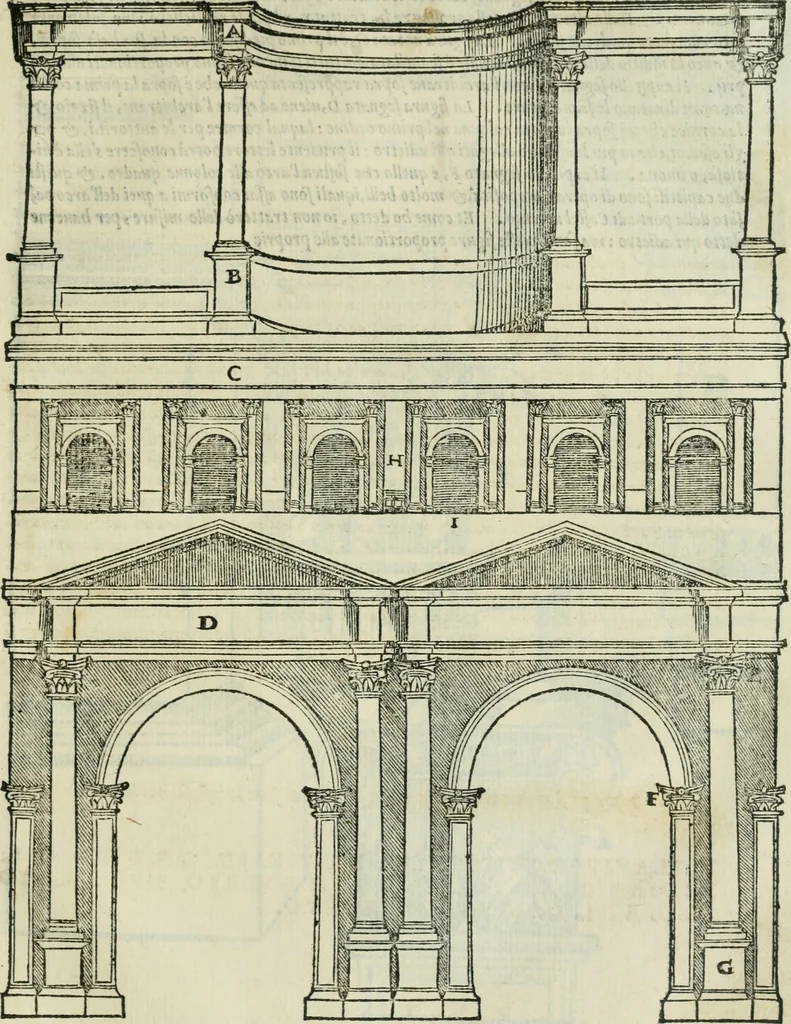 An illustration from Libro primo [-quinto] d'architettvra ..., 1566, leaf 230