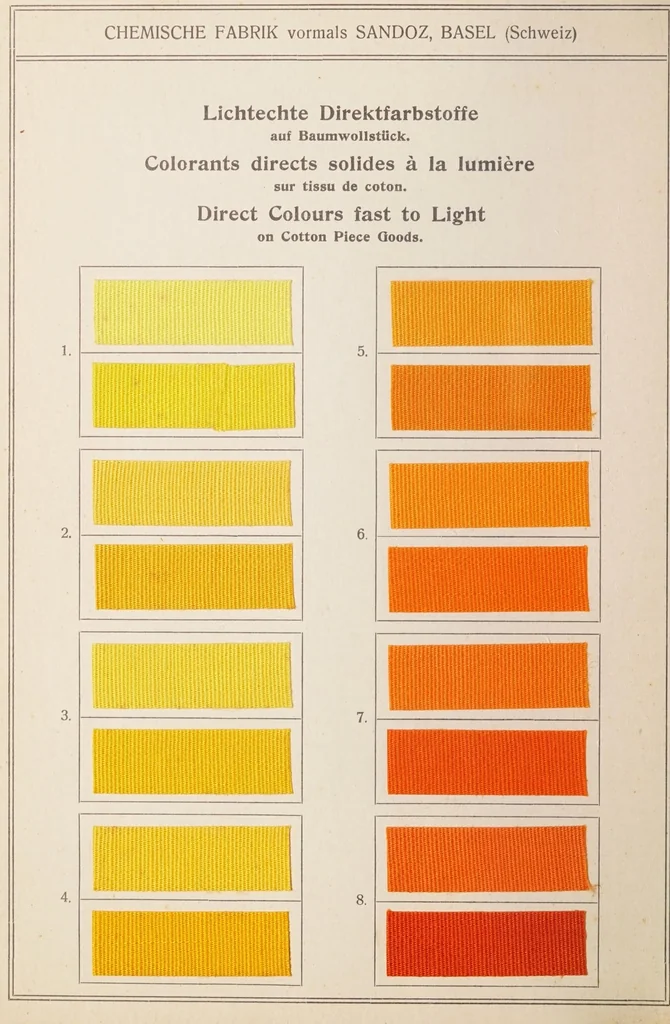 An illustration from Lichtechte Direktfarbstoffe auf Baumwollstück = Colorants directs solides à la lumière sur tissu de coton, 1900, leaf 6
