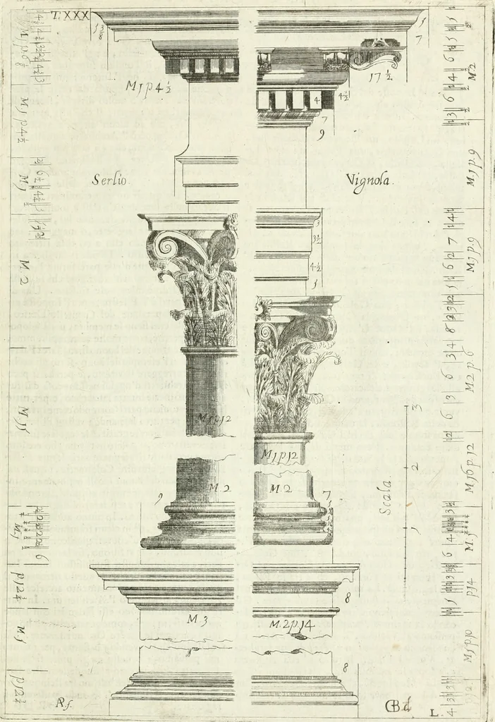 An illustration from Li cinque ordini dell' architettura civile di Michel Sanmicheli : rilevati dalle sue fabriche, e descritti e publicati con quelli di Vitruvio, Alberti, Palladio, Scamozzi, Serlio, e Vignola, 1735, leaf 102