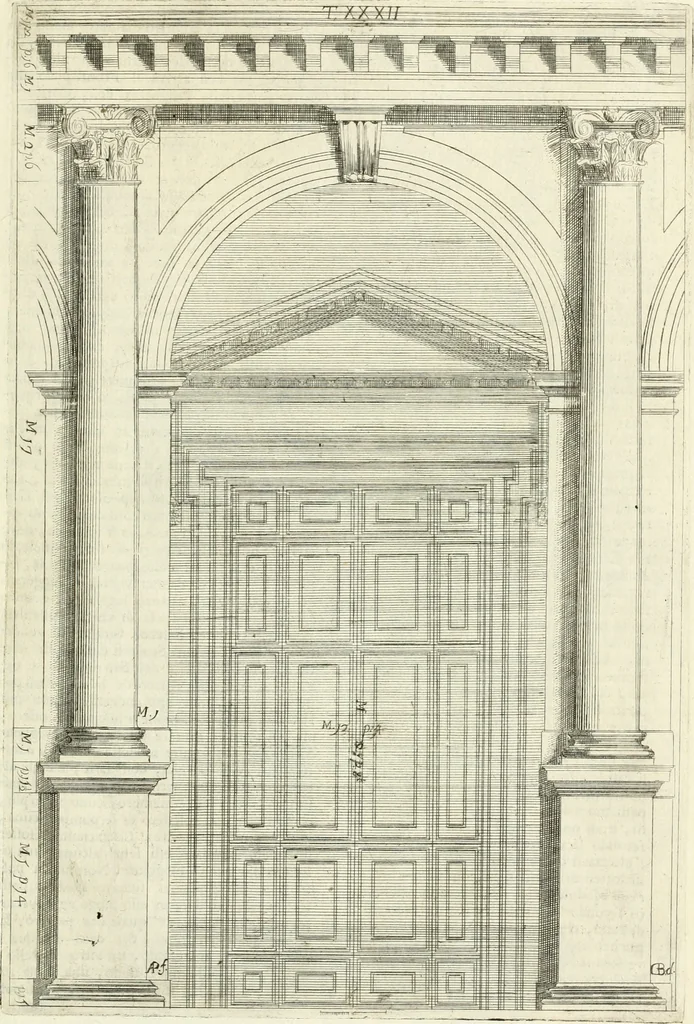An illustration from Li cinque ordini dell' architettura civile di Michel Sanmicheli : rilevati dalle sue fabriche, e descritti e publicati con quelli di Vitruvio, Alberti, Palladio, Scamozzi, Serlio, e Vignola, 1735, leaf 106