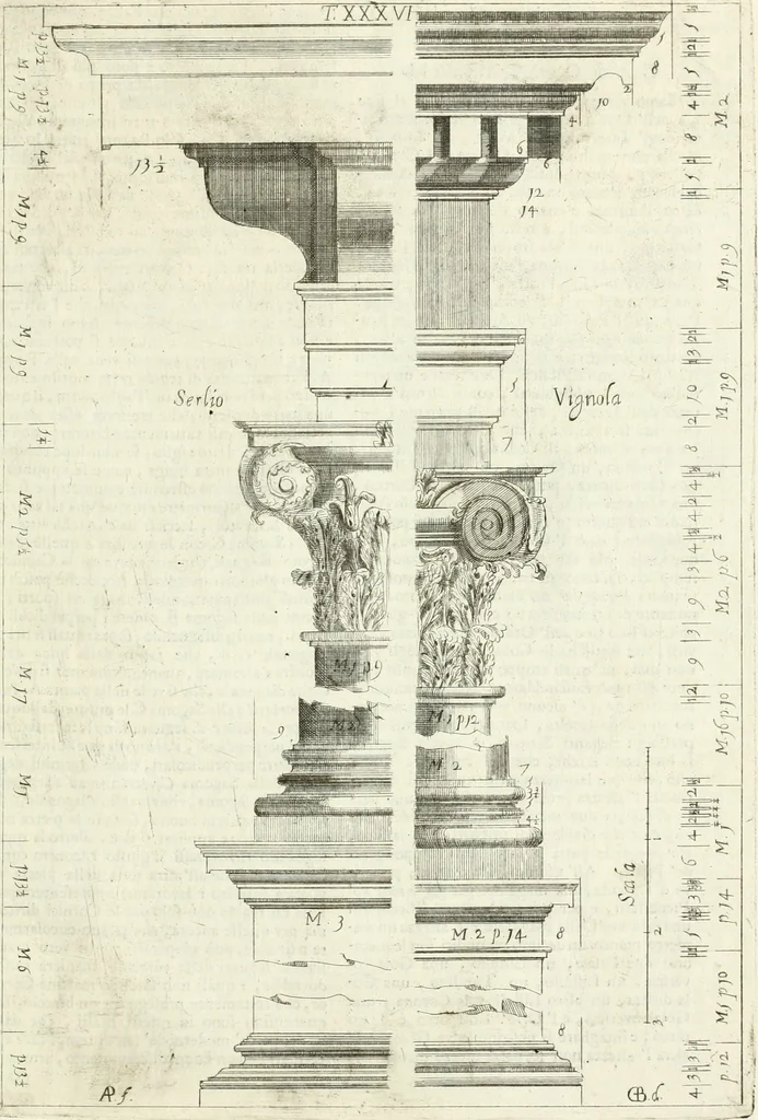 An illustration from Li cinque ordini dell' architettura civile di Michel Sanmicheli : rilevati dalle sue fabriche, e descritti e publicati con quelli di Vitruvio, Alberti, Palladio, Scamozzi, Serlio, e Vignola, 1735, leaf 114