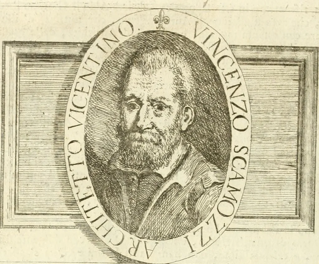 An illustration from Li cinque ordini dell' architettura civile di Michel Sanmicheli : rilevati dalle sue fabriche, e descritti e publicati con quelli di Vitruvio, Alberti, Palladio, Scamozzi, Serlio, e Vignola, 1735, leaf 43