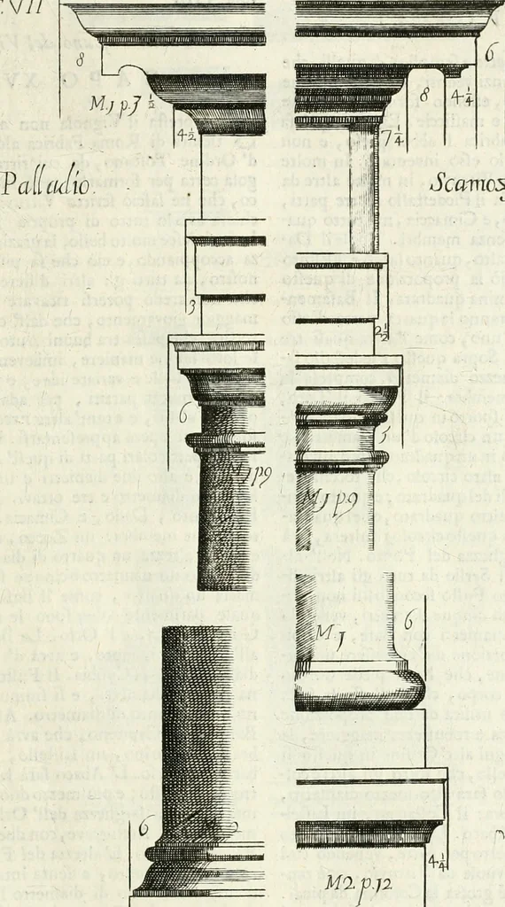 An illustration from Li cinque ordini dell' architettura civile di Michel Sanmicheli : rilevati dalle sue fabriche, e descritti e publicati con quelli di Vitruvio, Alberti, Palladio, Scamozzi, Serlio, e Vignola, 1735, leaf 56