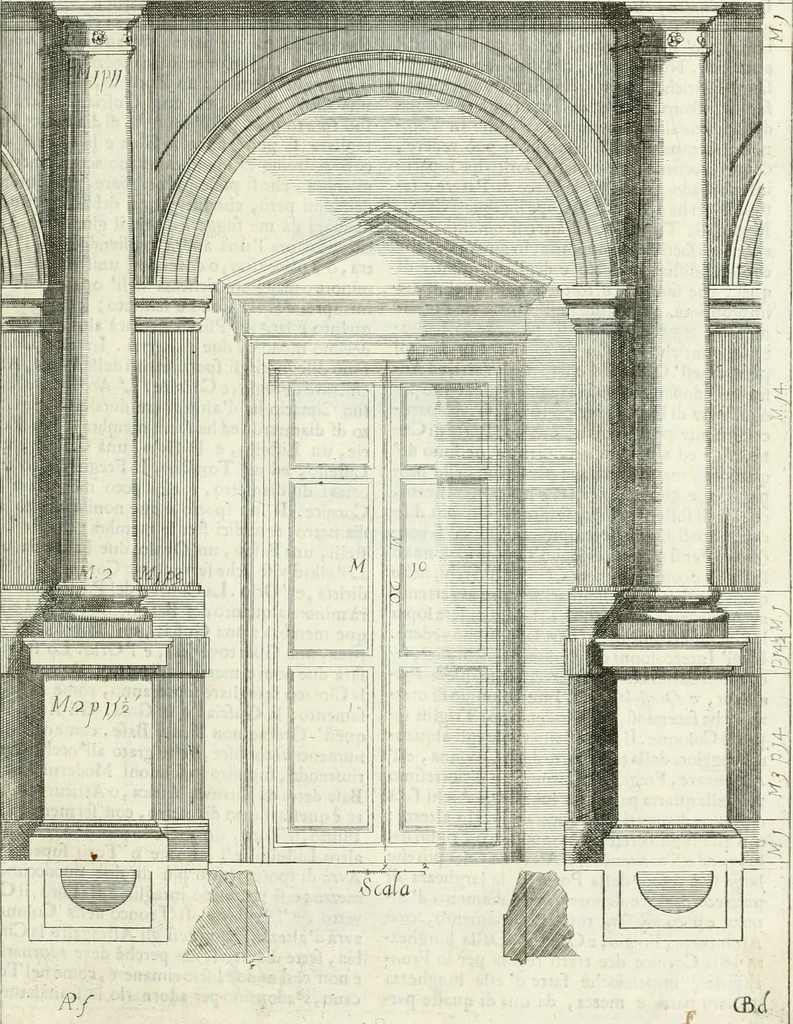 An illustration from Li cinque ordini dell' architettura civile di Michel Sanmicheli : rilevati dalle sue fabriche, e descritti e publicati con quelli di Vitruvio, Alberti, Palladio, Scamozzi, Serlio, e Vignola, 1735, leaf 62