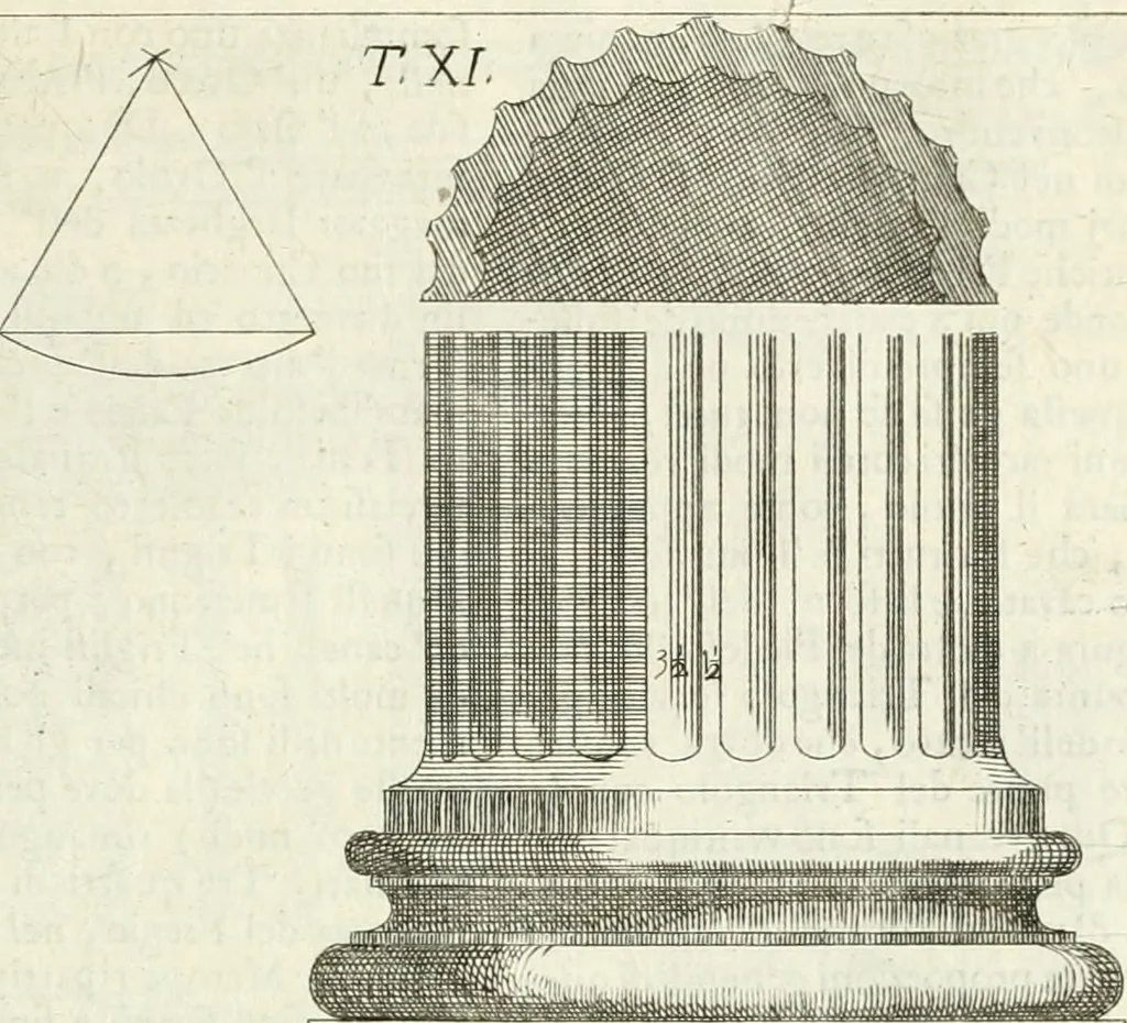 An illustration from Li cinque ordini dell' architettura civile di Michel Sanmicheli : rilevati dalle sue fabriche, e descritti e publicati con quelli di Vitruvio, Alberti, Palladio, Scamozzi, Serlio, e Vignola, 1735, leaf 64