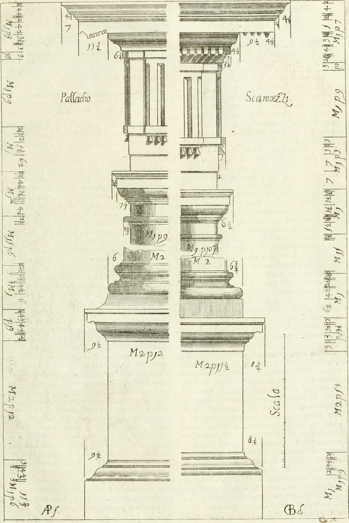 An illustration from Li cinque ordini dell' architettura civile di Michel Sanmicheli : rilevati dalle sue fabriche, e descritti e publicati con quelli di Vitruvio, Alberti, Palladio, Scamozzi, Serlio, e Vignola, 1735, leaf 72