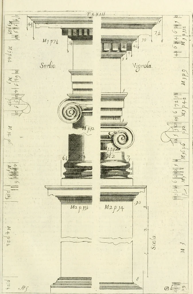 An illustration from Li cinque ordini dell' architettura civile di Michel Sanmicheli : rilevati dalle sue fabriche, e descritti e publicati con quelli di Vitruvio, Alberti, Palladio, Scamozzi, Serlio, e Vignola, 1735, leaf 88