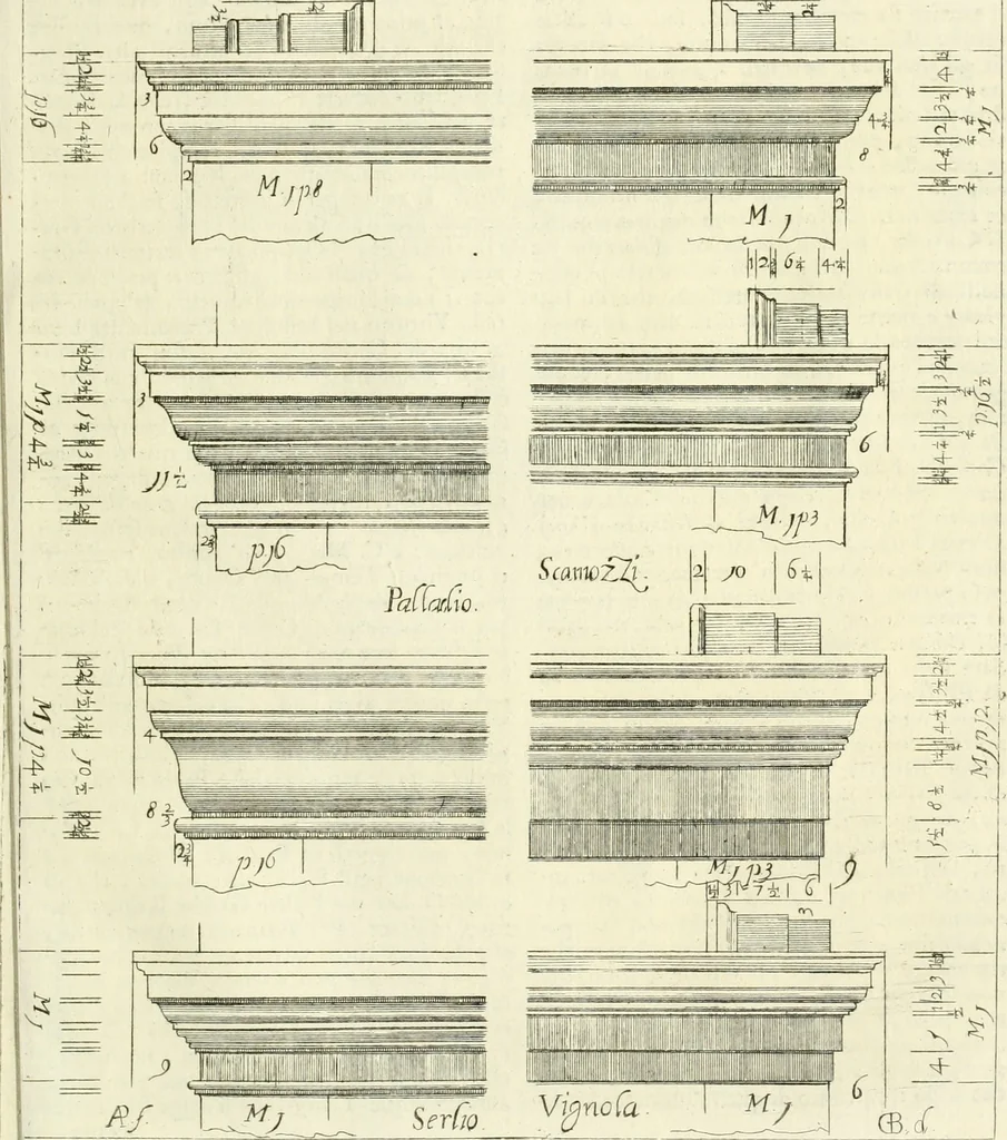 An illustration from Li cinque ordini dell' architettura civile di Michel Sanmicheli : rilevati dalle sue fabriche, e descritti e publicati con quelli di Vitruvio, Alberti, Palladio, Scamozzi, Serlio, e Vignola, 1735, leaf 90