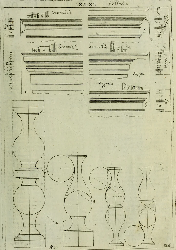 An illustration from Li cinque ordini dell'architettura civile di Michel Sanmicheli, rilevati dalle sue Fabriche, e descritti e publicati con quelli di Vitruvio, Alberti, Palladio, Scamozzi, Serlio e Vignola, 1735, leaf 104