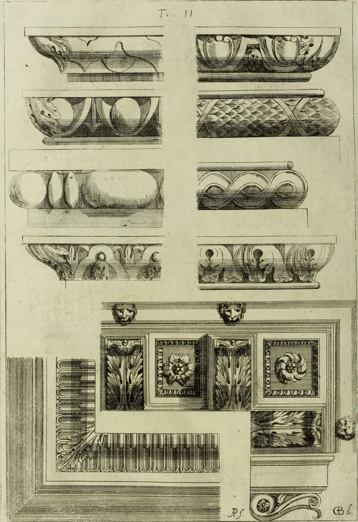 An illustration from Li cinque ordini dell'architettura civile di Michel Sanmicheli, rilevati dalle sue Fabriche, e descritti e publicati con quelli di Vitruvio, Alberti, Palladio, Scamozzi, Serlio e Vignola, 1735, leaf 21
