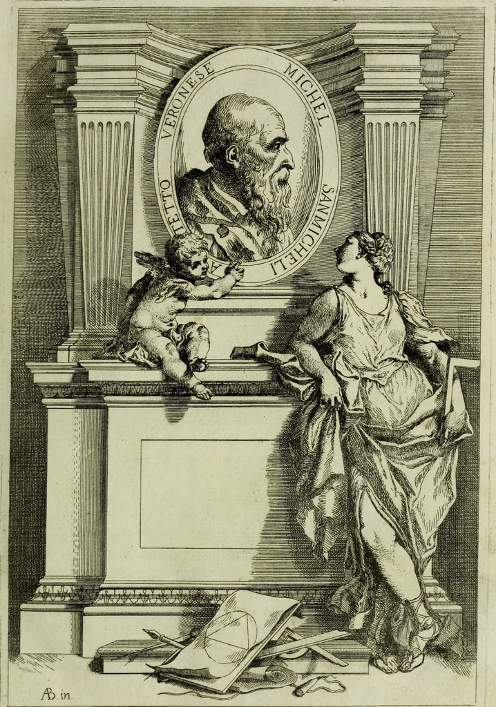 An illustration from Li cinque ordini dell'architettura civile di Michel Sanmicheli, rilevati dalle sue Fabriche, e descritti e publicati con quelli di Vitruvio, Alberti, Palladio, Scamozzi, Serlio e Vignola, 1735, leaf 4