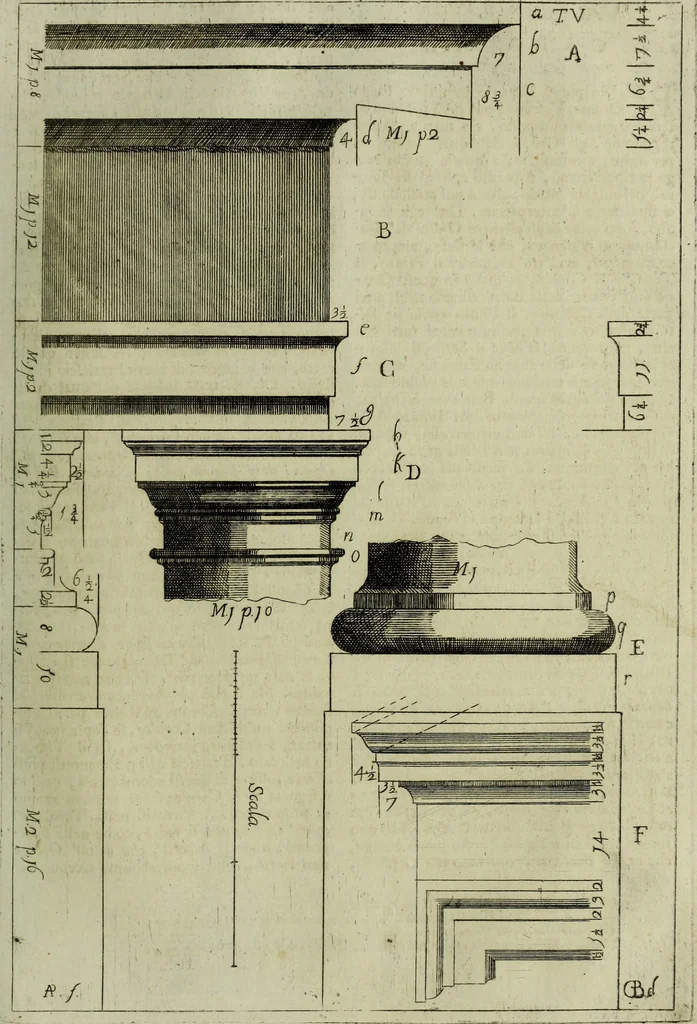 An illustration from Li cinque ordini dell'architettura civile di Michel Sanmicheli, rilevati dalle sue Fabriche, e descritti e publicati con quelli di Vitruvio, Alberti, Palladio, Scamozzi, Serlio e Vignola, 1735, leaf 48
