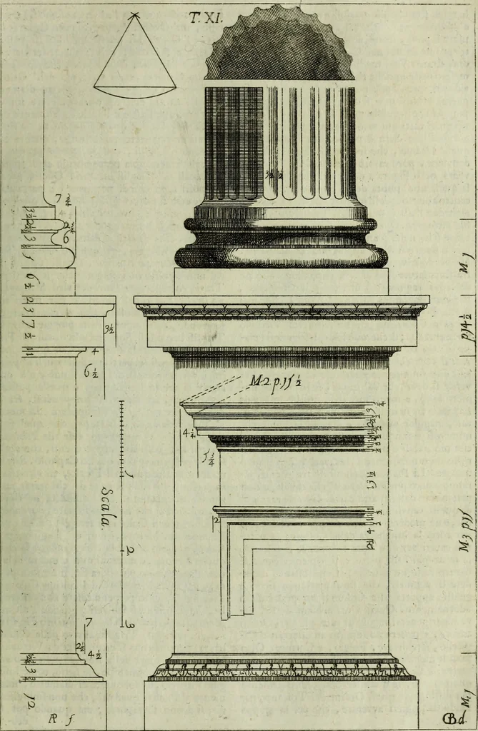 An illustration from Li cinque ordini dell'architettura civile di Michel Sanmicheli, rilevati dalle sue Fabriche, e descritti e publicati con quelli di Vitruvio, Alberti, Palladio, Scamozzi, Serlio e Vignola, 1735, leaf 60
