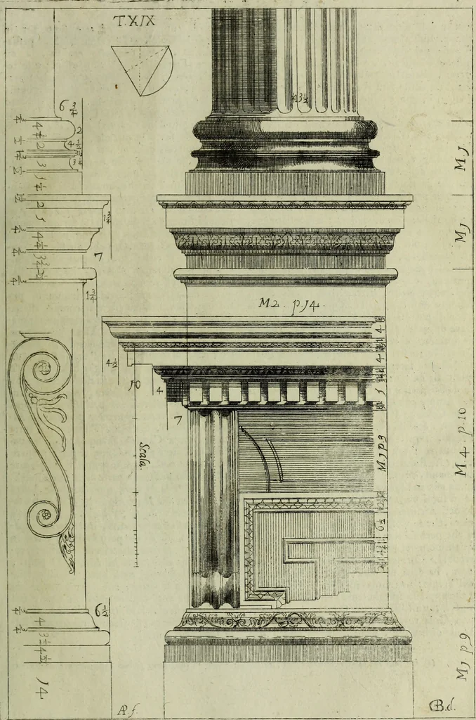 An illustration from Li cinque ordini dell'architettura civile di Michel Sanmicheli, rilevati dalle sue Fabriche, e descritti e publicati con quelli di Vitruvio, Alberti, Palladio, Scamozzi, Serlio e Vignola, 1735, leaf 78
