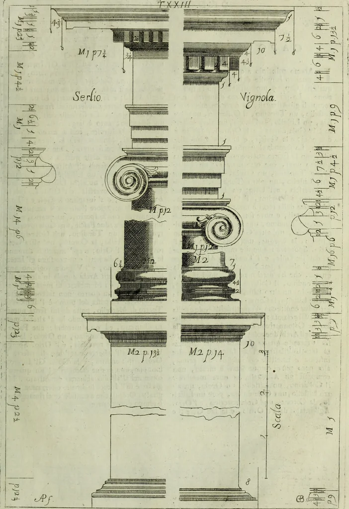 An illustration from Li cinque ordini dell'architettura civile di Michel Sanmicheli, rilevati dalle sue Fabriche, e descritti e publicati con quelli di Vitruvio, Alberti, Palladio, Scamozzi, Serlio e Vignola, 1735, leaf 86