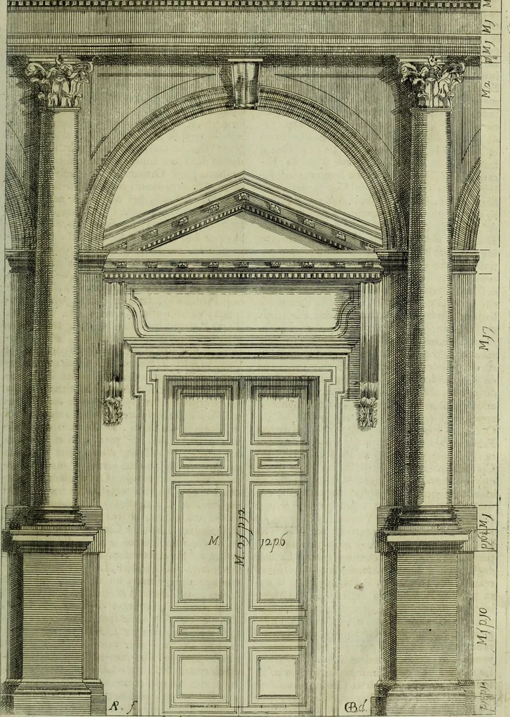 An illustration from Li cinque ordini dell'architettura civile di Michel Sanmicheli, rilevati dalle sue Fabriche, e descritti e publicati con quelli di Vitruvio, Alberti, Palladio, Scamozzi, Serlio e Vignola, 1735, leaf 90