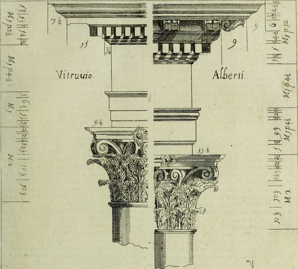 An illustration from Li cinque ordini dell'architettura civile di Michel Sanmicheli, rilevati dalle sue Fabriche, e descritti e publicati con quelli di Vitruvio, Alberti, Palladio, Scamozzi, Serlio e Vignola, 1735, leaf 98