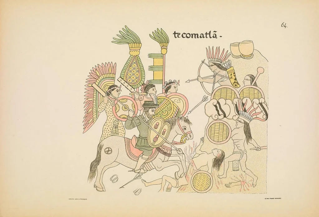 An illustration from Lienzo de Tlaxcalla, 1892, leaf 153