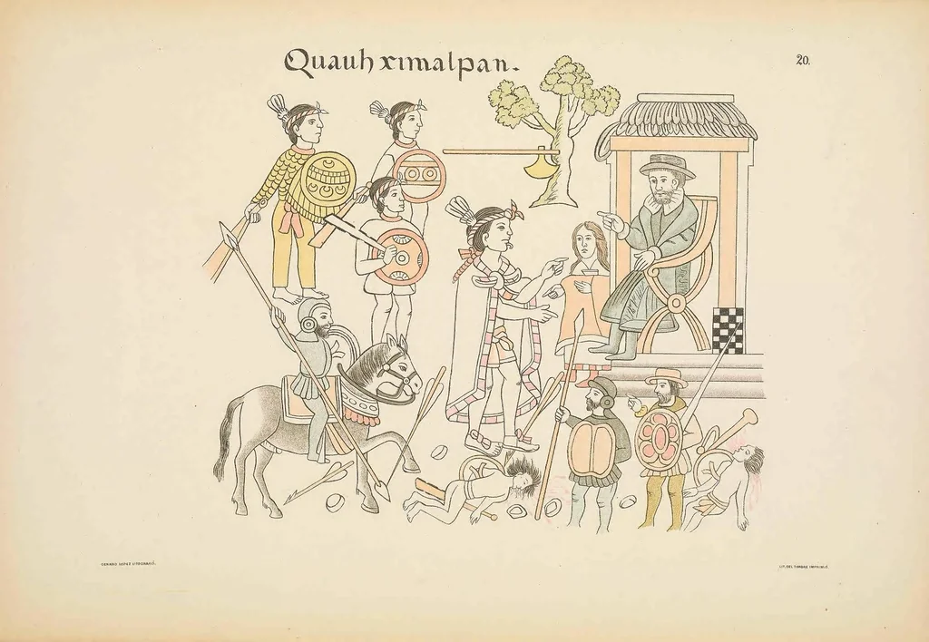 An illustration from Lienzo de Tlaxcalla, 1892, leaf 61