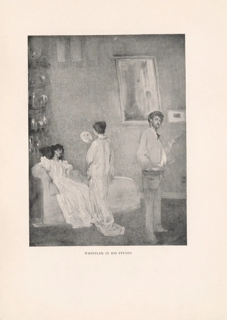 An illustration from The life of James McNeill Whistler, 1908, leaf 345
