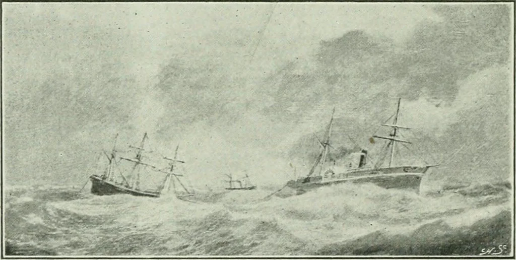 An illustration from The life story of the late Sir Charles Tilston Bright, civil engineer; with which is incorporated the story of the Atlantic cable, and the first telegraph to India and the colonies, 1899, leaf 135
