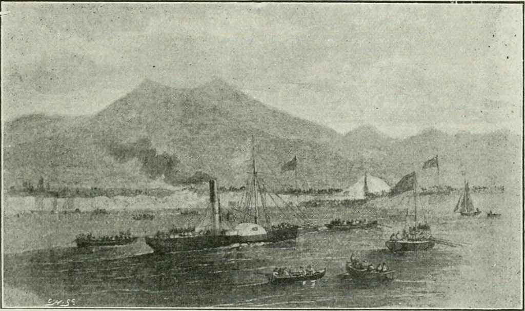 An illustration from The life story of the late Sir Charles Tilston Bright, civil engineer; with which is incorporated the story of the Atlantic cable, and the first telegraph to India and the colonies, 1899, leaf 206